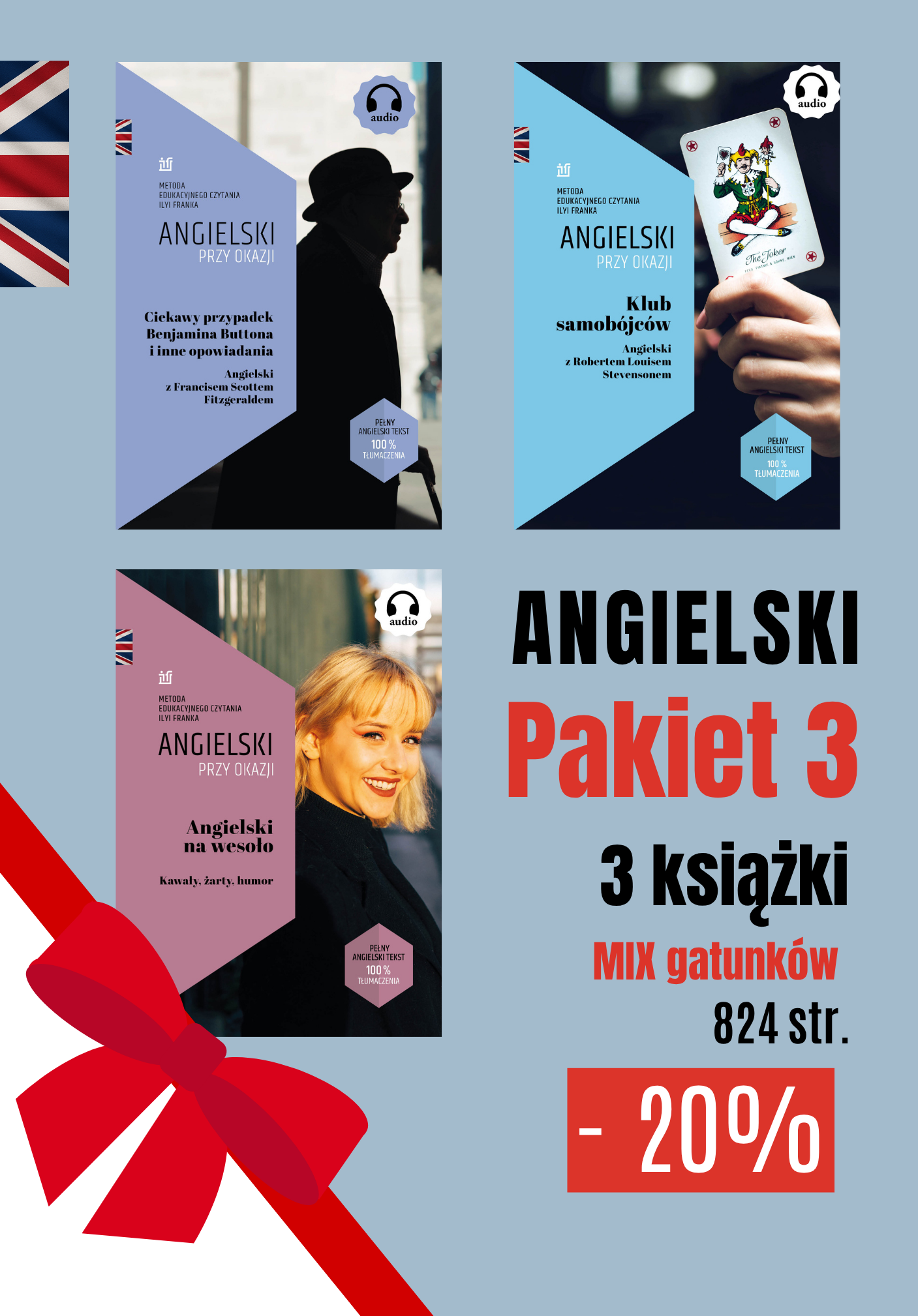 Angielski pakiet 3 książek z tłumaczeniem i audio